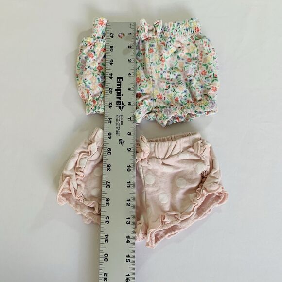 Shorts 2 Set Bundle Baby Girl 3-6 Months White Pink Floral Polka Dot Boho Preppy - Picture 8 of 8